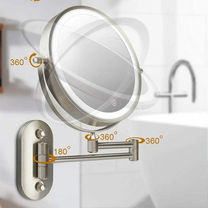 Rechargeable LED Lighted Makeup Mirror with Magnification for Vanity & Bathroom | Dimmable Cordless Design | Chrome Finish Cosmetic Mirror