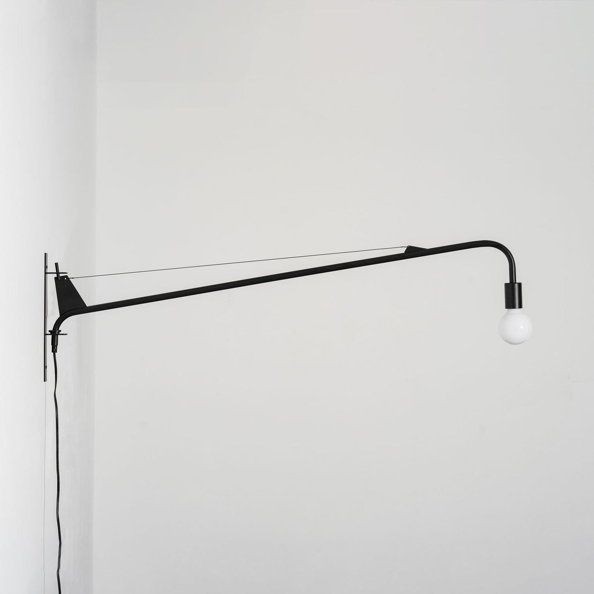 Adjustable Swing Arm Wall Sconce Black Iron 43 in Reach Modern Task Light for Office Living Room Bedroom Workspace Reading Ambient Lighting