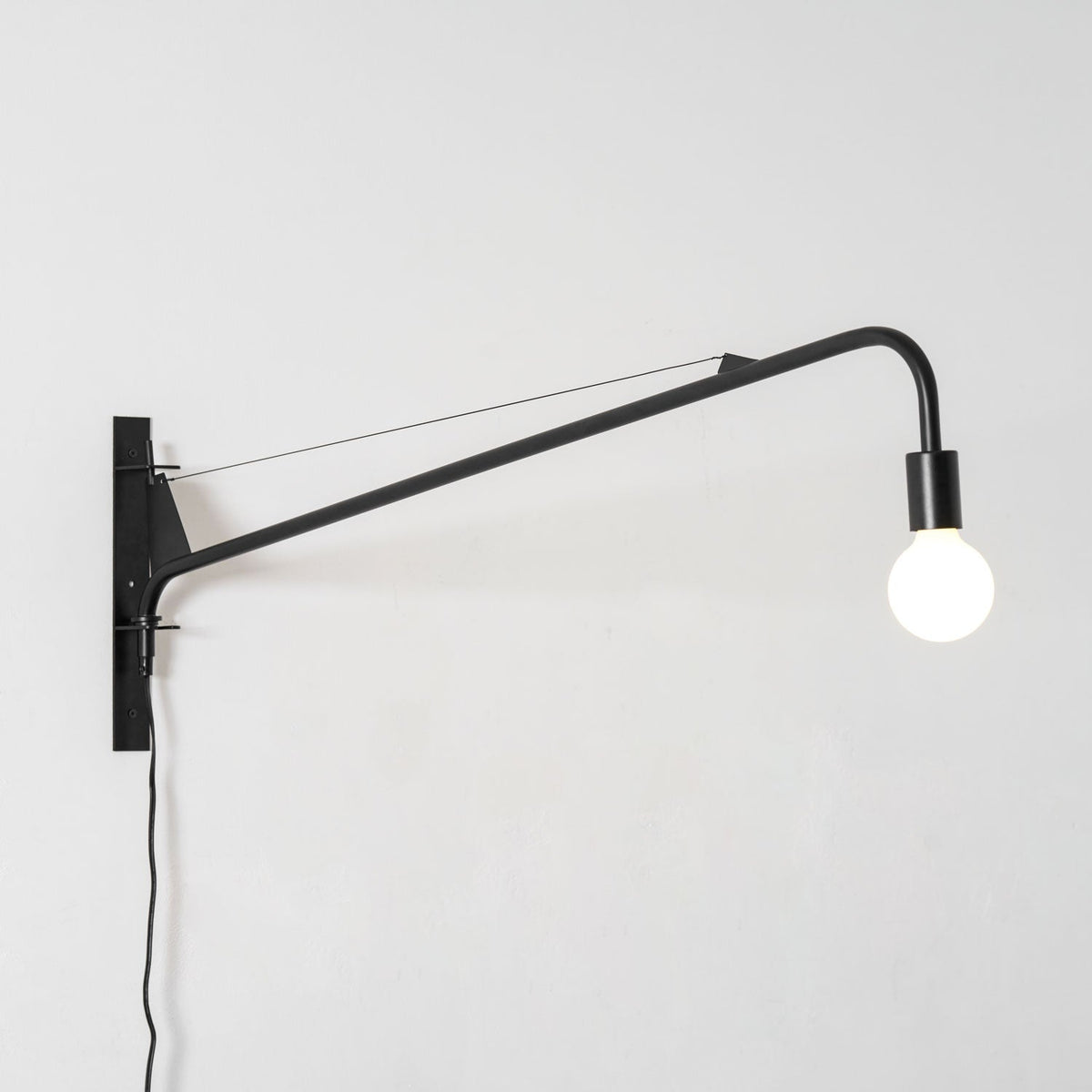 Adjustable Swing Arm Wall Sconce Black Iron 43 in Reach Modern Task Light for Office Living Room Bedroom Workspace Reading Ambient Lighting