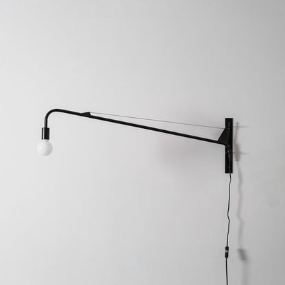 Adjustable Swing Arm Wall Sconce Black Iron 43 in Reach Modern Task Light for Office Living Room Bedroom Workspace Reading Ambient Lighting