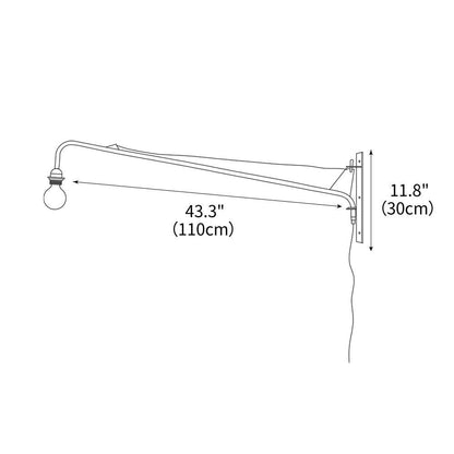 Adjustable Swing Arm Wall Sconce Black Iron 43 in Reach Modern Task Light for Office Living Room Bedroom Workspace Reading Ambient Lighting
