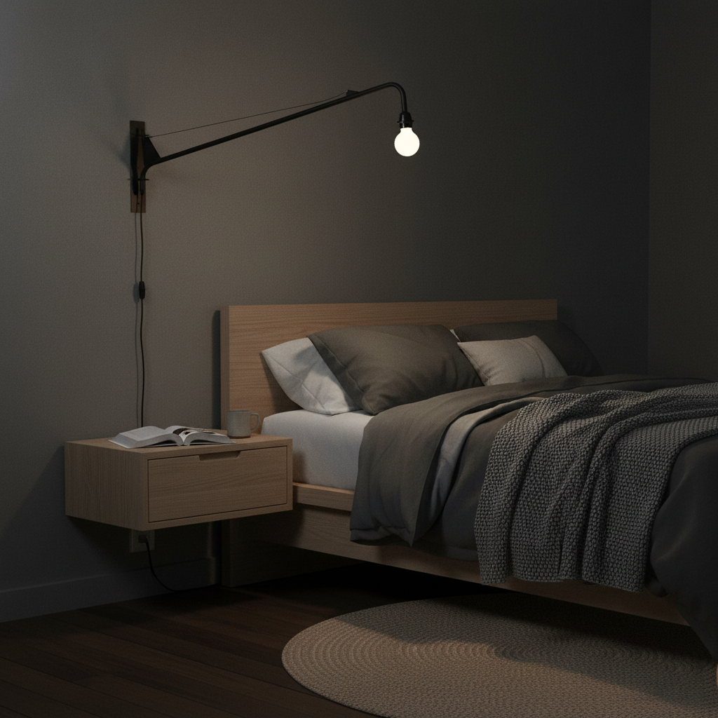 Adjustable Swing Arm Wall Sconce Black Iron 43 in Reach Modern Task Light for Office Living Room Bedroom Workspace Reading Ambient Lighting