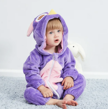 Soft Baby Animal Onesie Costume with Hood – Full-Zip Fleece Outfit for Infants & Toddlers – Home, Playdates & Photo Ops