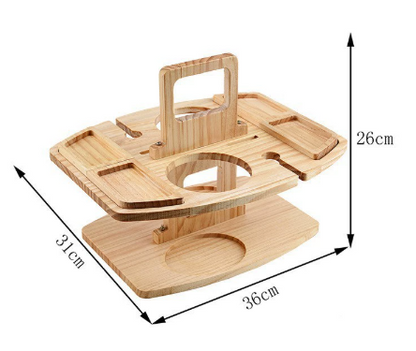 Portable Wooden Wine Table for Picnics – Holds Bottle, Glasses & Snacks for Outdoor Dining, Beach Trips, Garden Parties