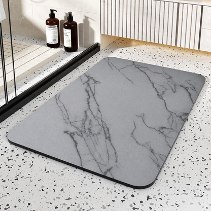 Quick Dry Diatom Stone Bath Mat with Non-Slip Base | Modern Marble Design for Moisture Control