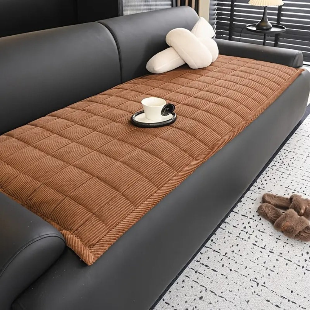 Quilted Sofa Protector Cover Non-Slip Cat Scratch Resistant Furniture Throw Microfiber Couch Mat for Living Room Bedroom Modern Home Decor