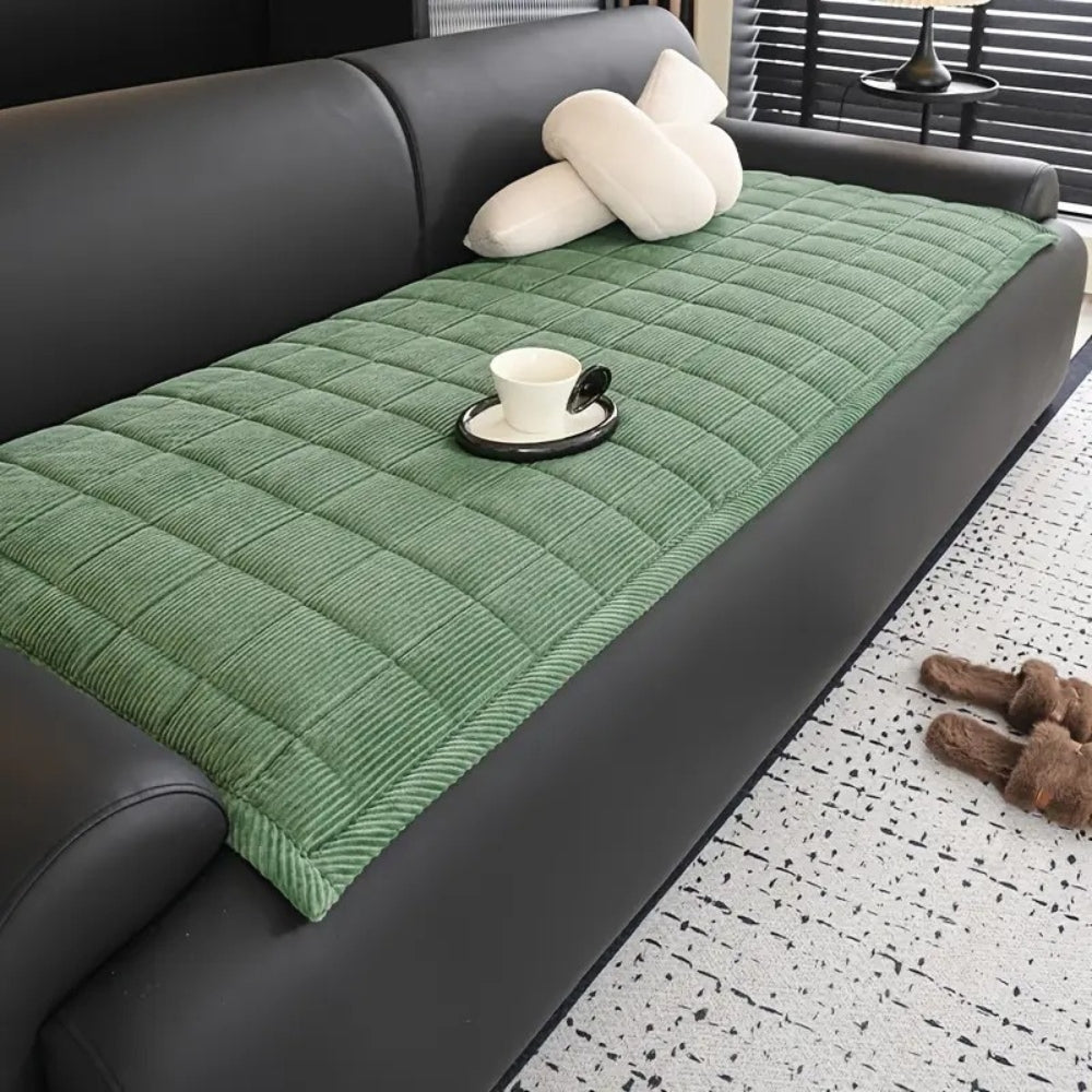 Quilted Sofa Protector Cover Non-Slip Cat Scratch Resistant Furniture Throw Microfiber Couch Mat for Living Room Bedroom Modern Home Decor