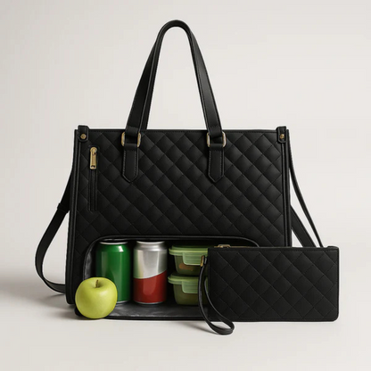 Quilted Tote Bag with Clutch Purse | Stylish & Spacious Design for Work & Travel