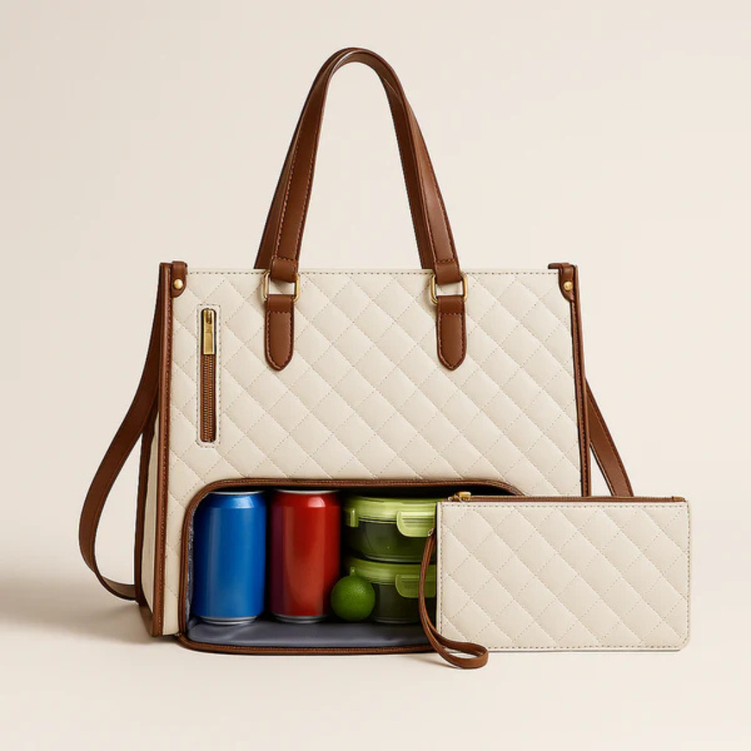 Quilted Tote Bag with Clutch Purse | Stylish & Spacious Design for Work & Travel