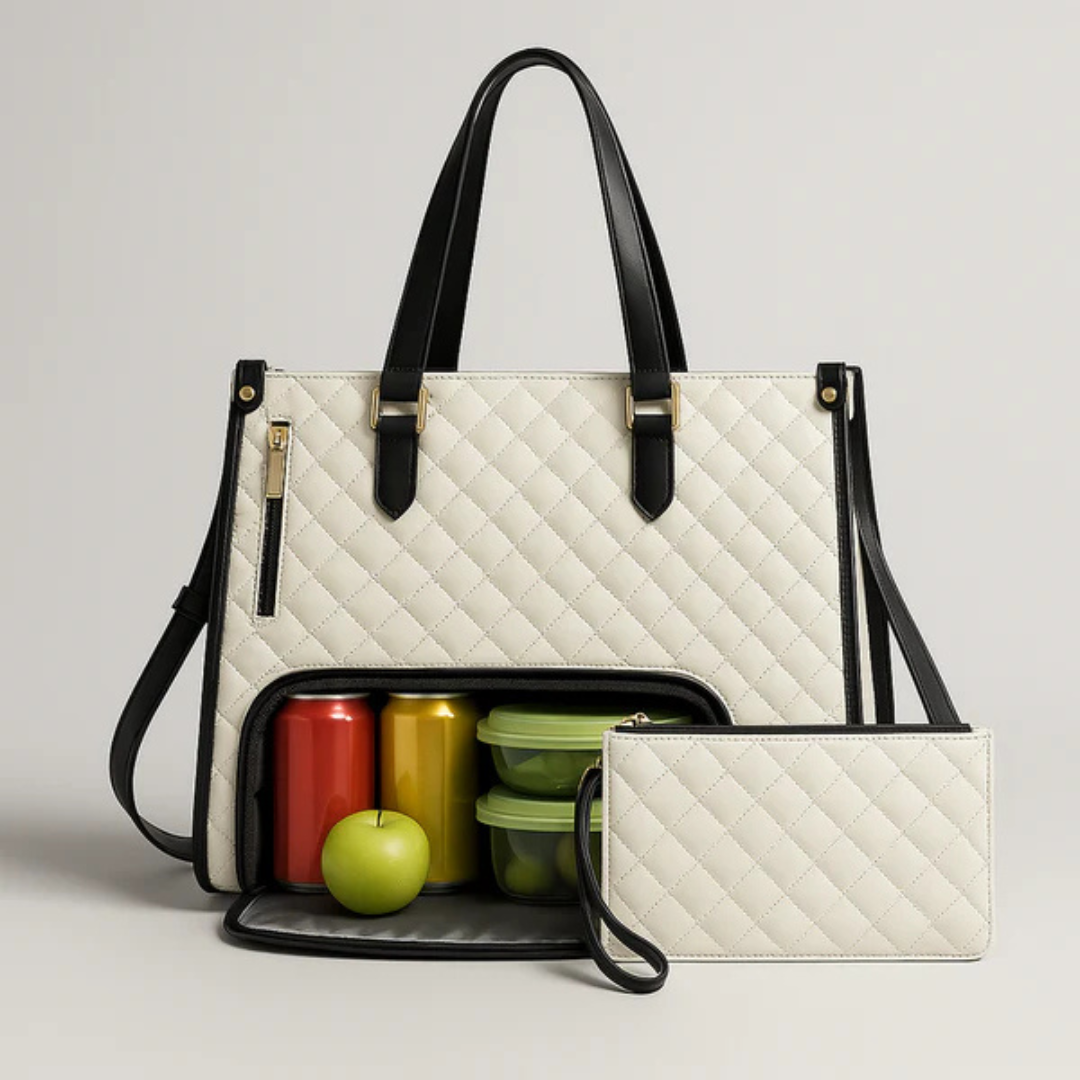 Quilted Tote Bag with Clutch Purse | Stylish & Spacious Design for Work & Travel