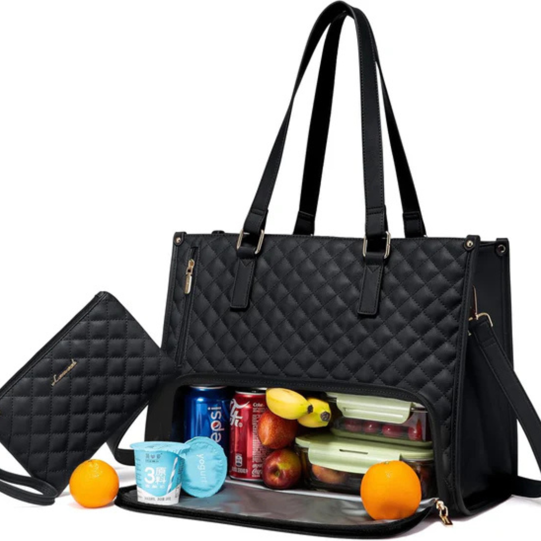 Quilted Tote Bag with Clutch Purse | Stylish & Spacious Design for Work & Travel