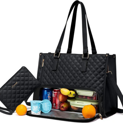 Quilted Tote Bag with Clutch Purse | Stylish & Spacious Design for Work & Travel