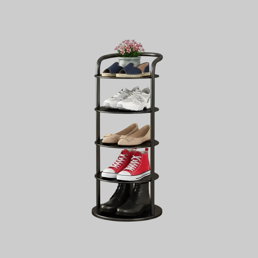 Vertical Shoe Rack | Space-Saving Metal Organizer with Multiple Tiers | Minimalist Design for Entryway Storage