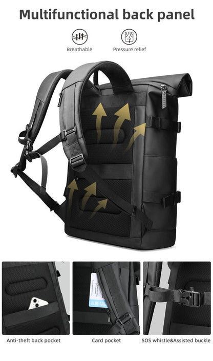 ROLLTRAIL | Expandable Rolltop Backpack for 17 Laptop with Waterproof Design | Anti-Theft Features for Adventurers
