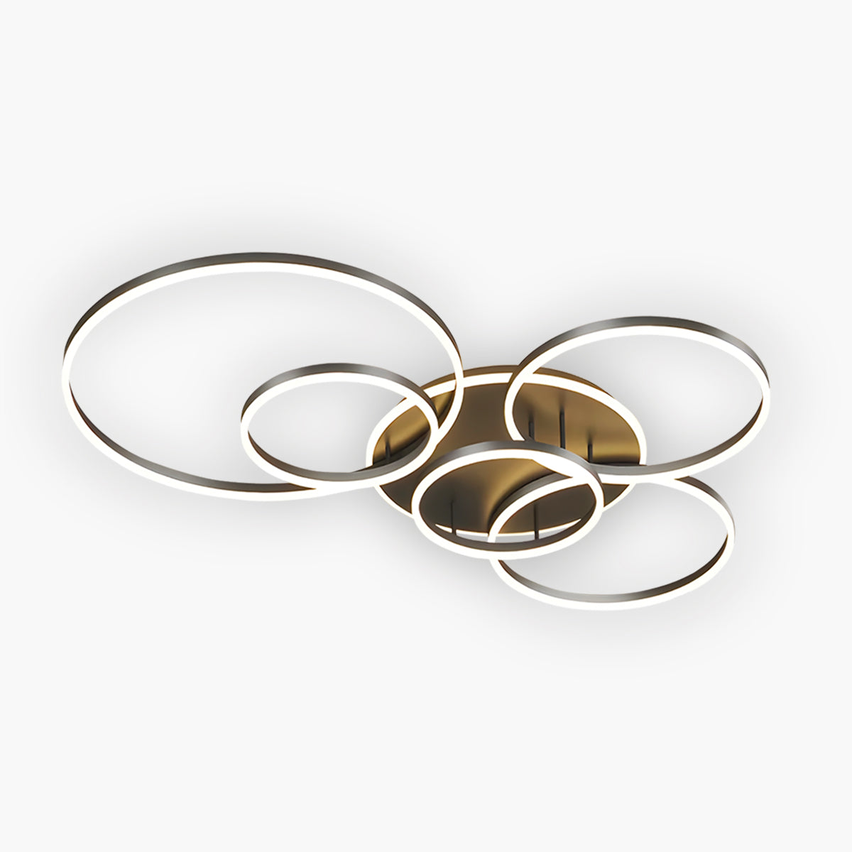 LED Ring Chandelier 45 in Aluminum Fixture Warm White Dimmable for Bedroom Living Room Dining Room Modern Flush Mount Multi-Ring Integrated