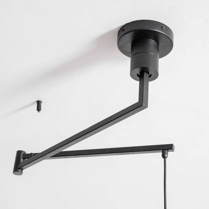 Swing Arm Ceiling Fixture with Layered Wood & Metal Shade – 16 in Diameter – Adjustable for Dining Room Kitchen Island Workspace – E26 Socke