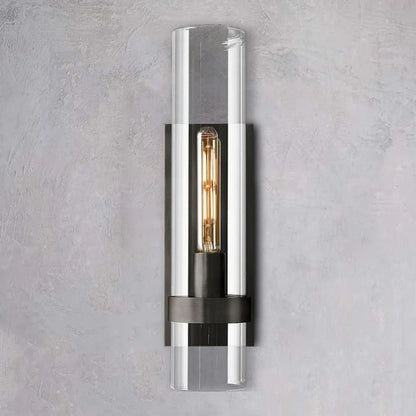 Handblown Glass Wall Sconce with Solid Brass Frame – Elegant Single-Light Fixture for Living Room, Bedroom, Hallway & Entryway Lighting