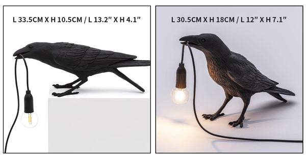 Raven Sculpture Table Lamp | Resin Bird Design with Warm Ambient Light | Unique Home Decor Accent