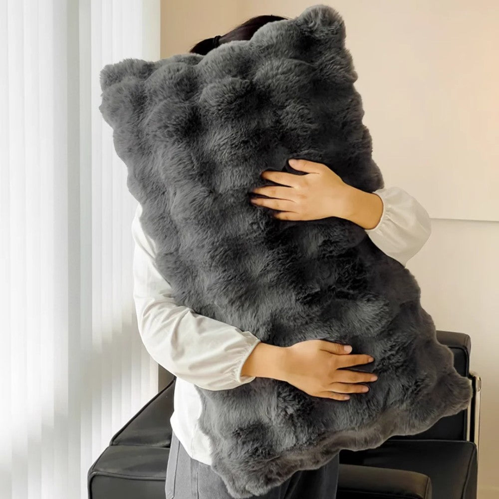 Raven Faux Fur Pillow Cover - Soft Durable Knit Fabric, Machine Washable