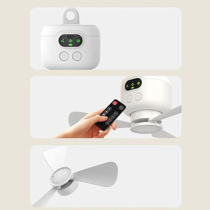 Ceiling Fan with Light and Remote, Rechargeable Battery Operated Ceiling Fan, Portable Ceiling Fan with LED for Camping