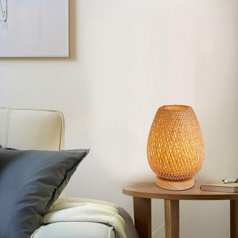 Rechargeable Dimmable LED Table Lamp – Bamboo Cordless Bedside Lamp for Cozy Bedroom Ambiance