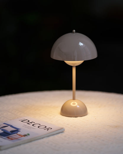 Rechargeable LED Touch Lamp Metal Cordless Mini Nightstand Light Tri-Color Modes USB Charging Port 6.3 in Round Portable for Bedroom Office