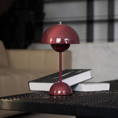 Rechargeable LED Touch Lamp Metal Cordless Mini Nightstand Light Tri-Color Modes USB Charging Port 6.3 in Round Portable for Bedroom Office