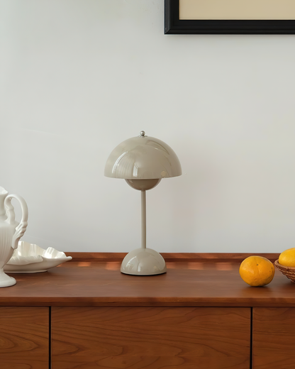 Rechargeable LED Touch Lamp Metal Cordless Mini Nightstand Light Tri-Color Modes USB Charging Port 6.3 in Round Portable for Bedroom Office