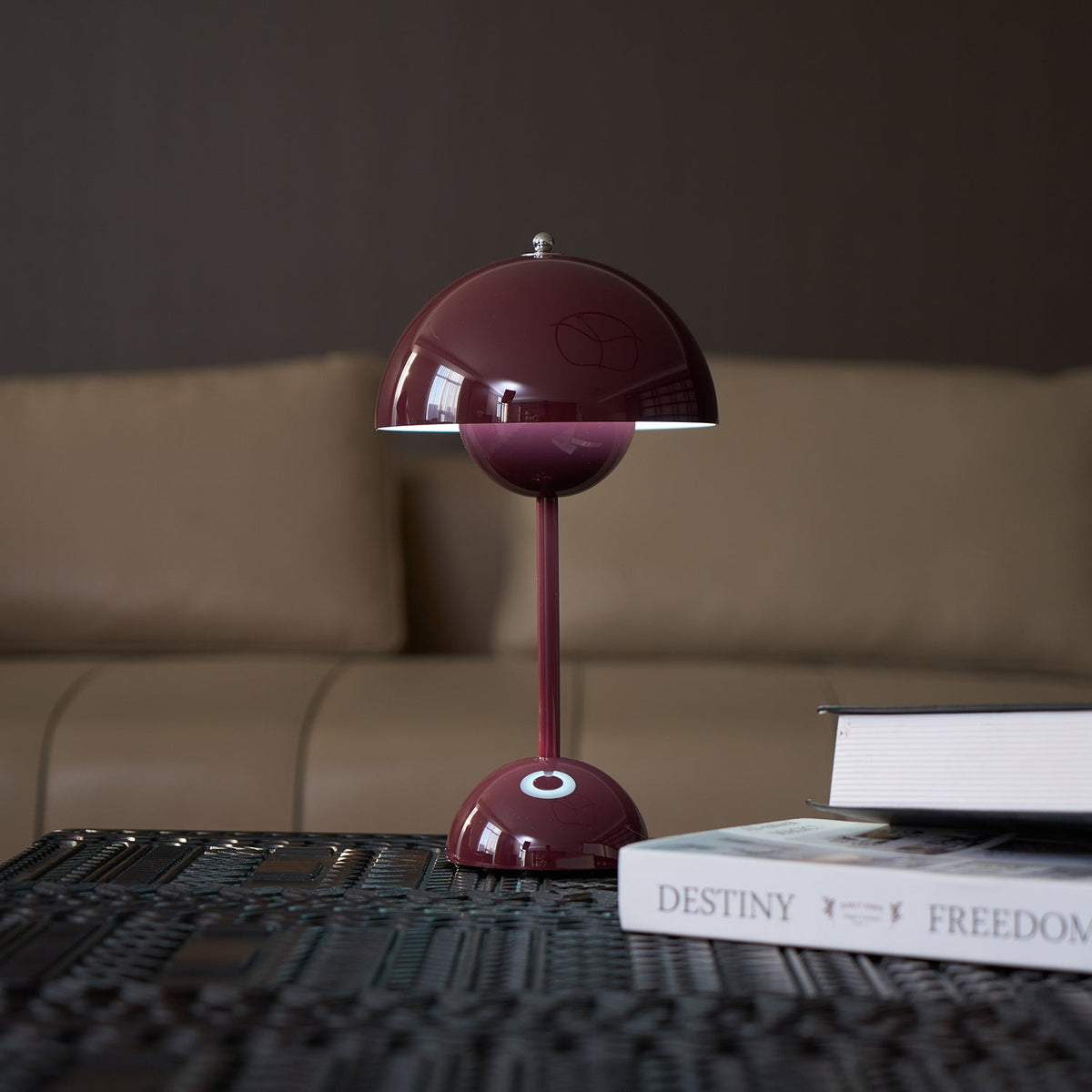 Rechargeable LED Touch Lamp Metal Cordless Mini Nightstand Light Tri-Color Modes USB Charging Port 6.3 in Round Portable for Bedroom Office