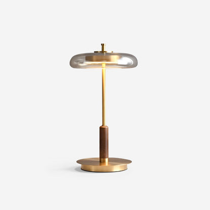 Amber Glass Bedside Lamp with Brass Base 8.6 in Diameter Warm Glow 7W LED Lighting Nightstand Accent for Bedroom Office Contemporary Decorat