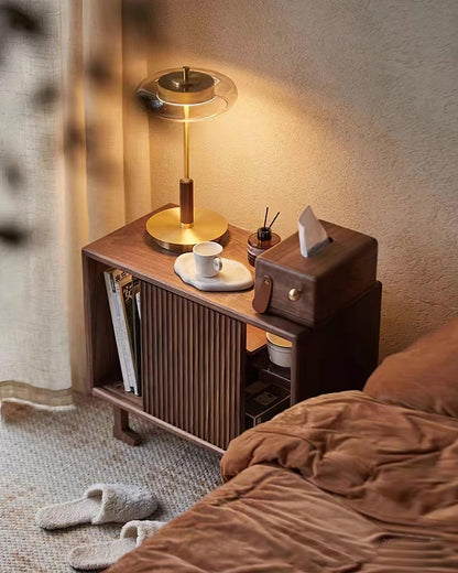 Amber Glass Bedside Lamp with Brass Base 8.6 in Diameter Warm Glow 7W LED Lighting Nightstand Accent for Bedroom Office Contemporary Decorat