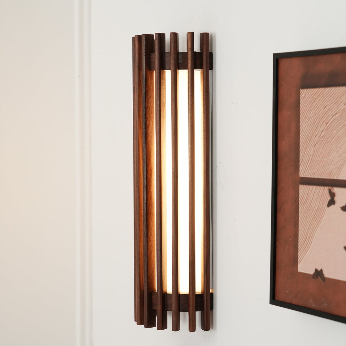 Hardwired Sconce with Wood Grain and Acrylic Shade – 10W LED for Bedrooms, Hallways & Living Areas