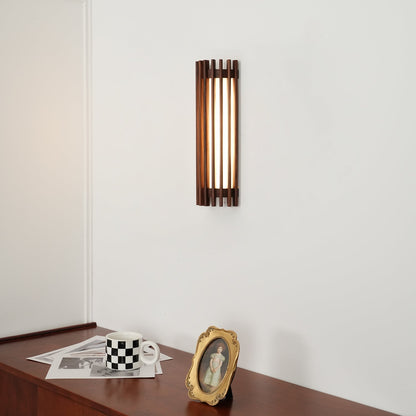 Hardwired Sconce with Wood Grain and Acrylic Shade – 10W LED for Bedrooms, Hallways & Living Areas