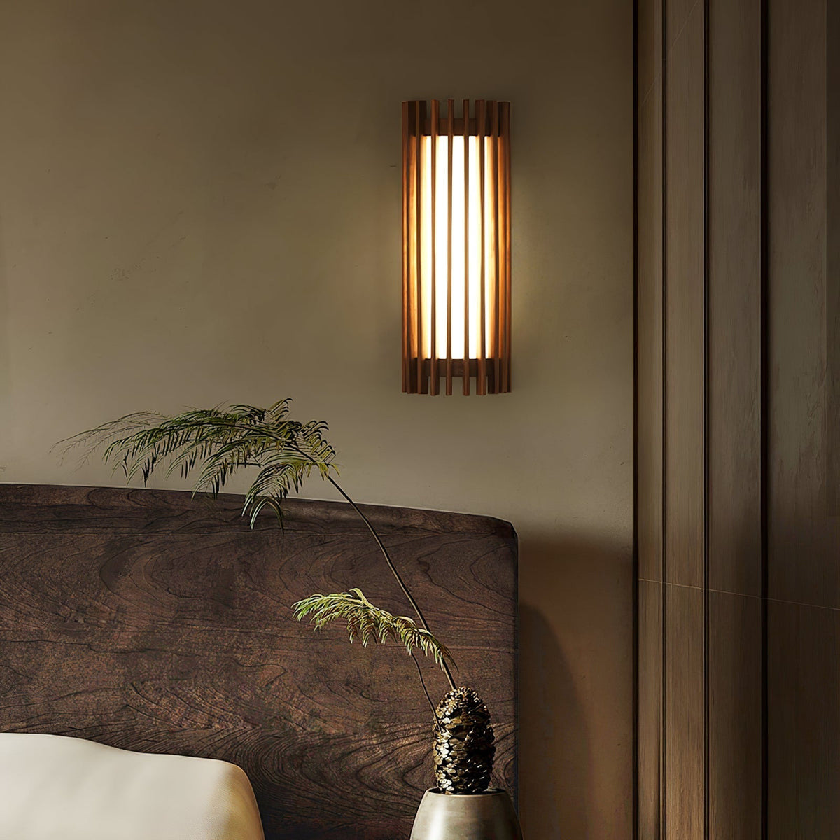 Hardwired Sconce with Wood Grain and Acrylic Shade – 10W LED for Bedrooms, Hallways & Living Areas