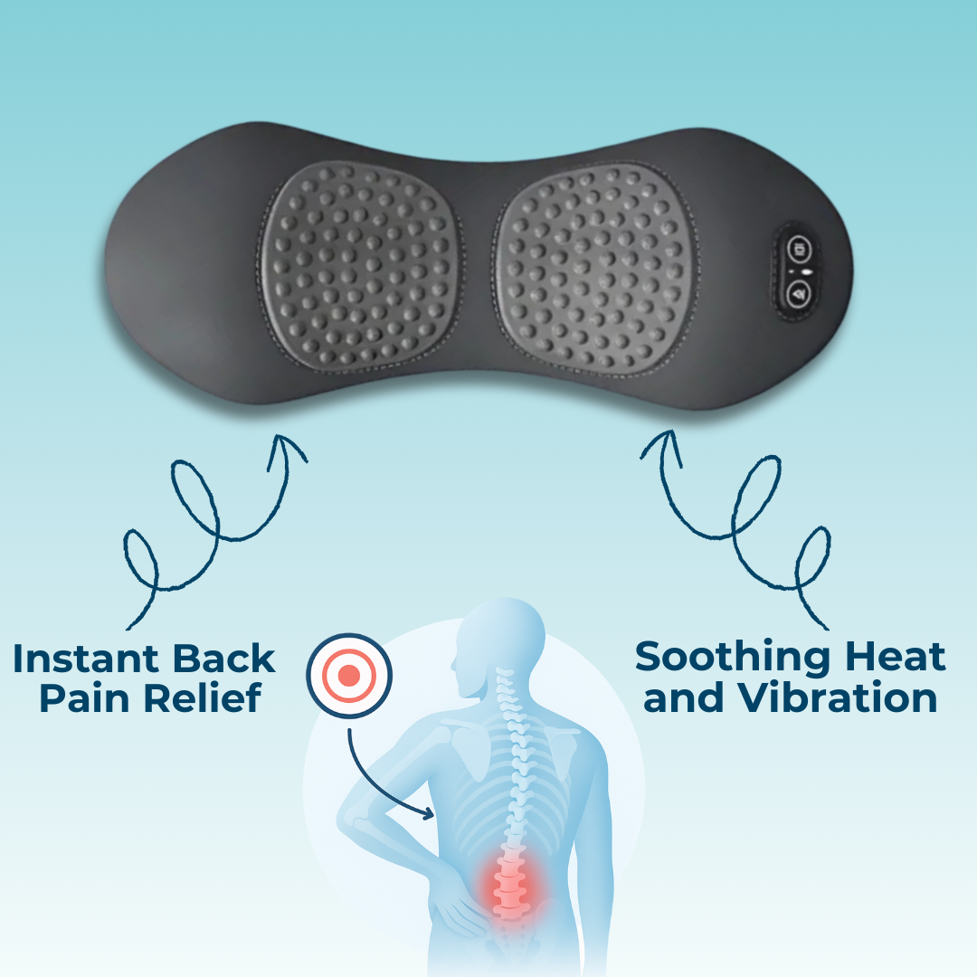 Lumbar Support Cushion with Heat & Vibration Therapy for Lower Back Pain, Sciatica Relief & Spine Alignment at Home or Office