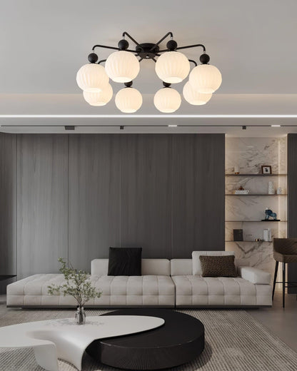 Multi-Head Glass Pendant Light Green Pumpkin Shade for Dining Room Living Space Kitchen Island Overhead Fixture Dimmable E26 Modern Chandeli