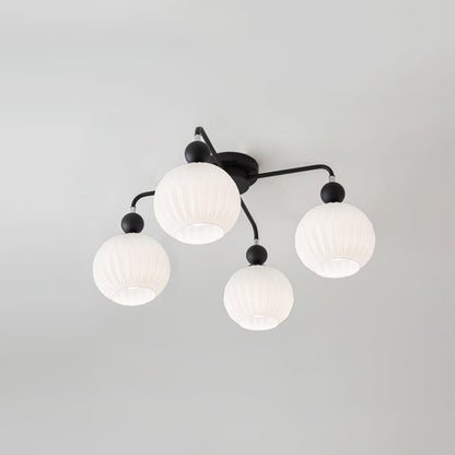 Multi-Head Glass Pendant Light Green Pumpkin Shade for Dining Room Living Space Kitchen Island Overhead Fixture Dimmable E26 Modern Chandeli
