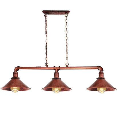 Triple Socket Industrial Overhead Fixture Metal 47 in × 40 in Rustic Red for Dining Kitchen Island Bar Restaurant Loft