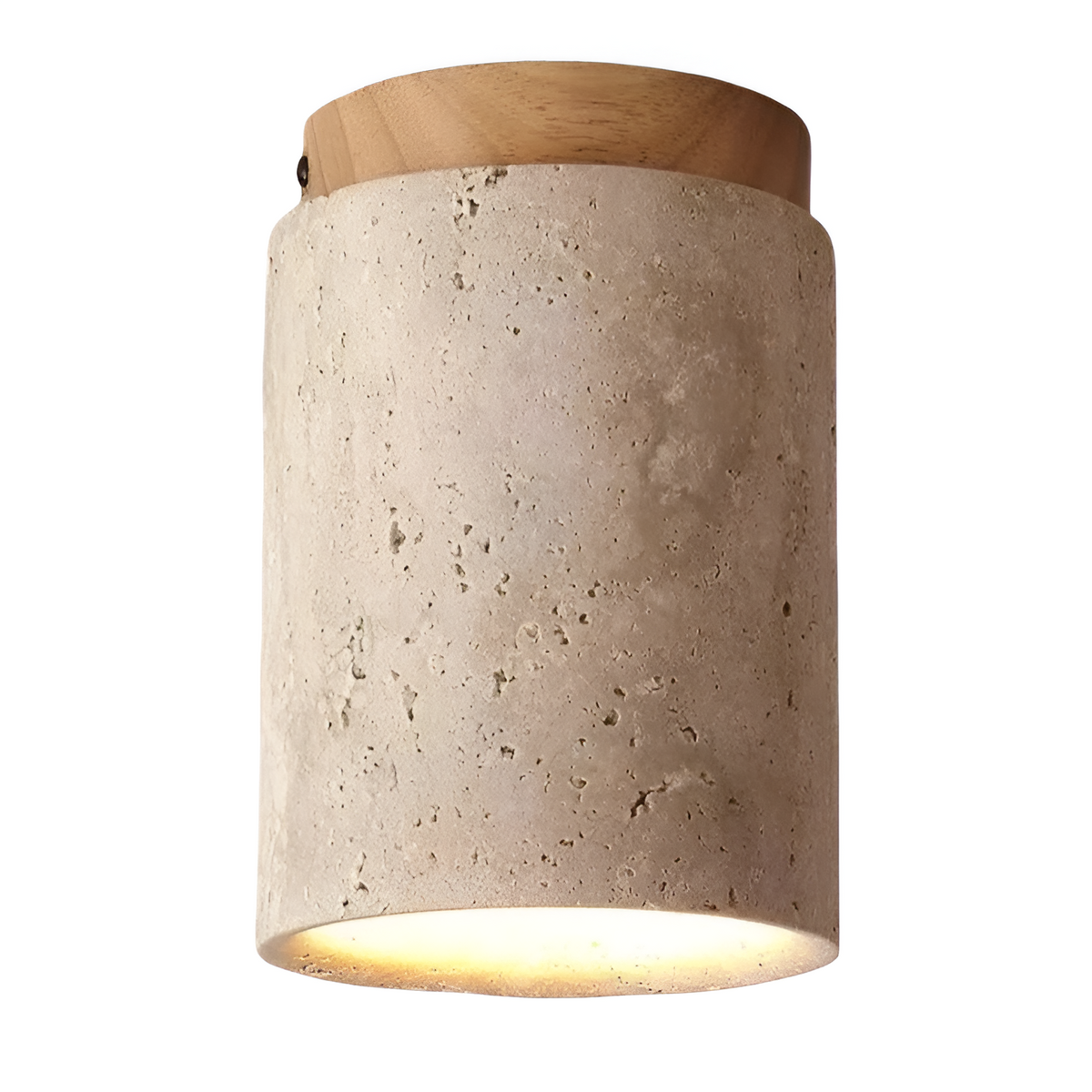 Flush Mount Stone Ceiling Light 4.3 Inch Beige Round Fixture Low Profile Bedroom Hallway Kitchen Entryway Soft Ambient Glow E27 Socket Natur