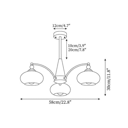 Multi-Arm Pendant Light Fixture Wood Brass Glass Shades Adjustable Height Dining Room Living Room Overhead Lighting 3 5 8 Bulb Vintage Indus