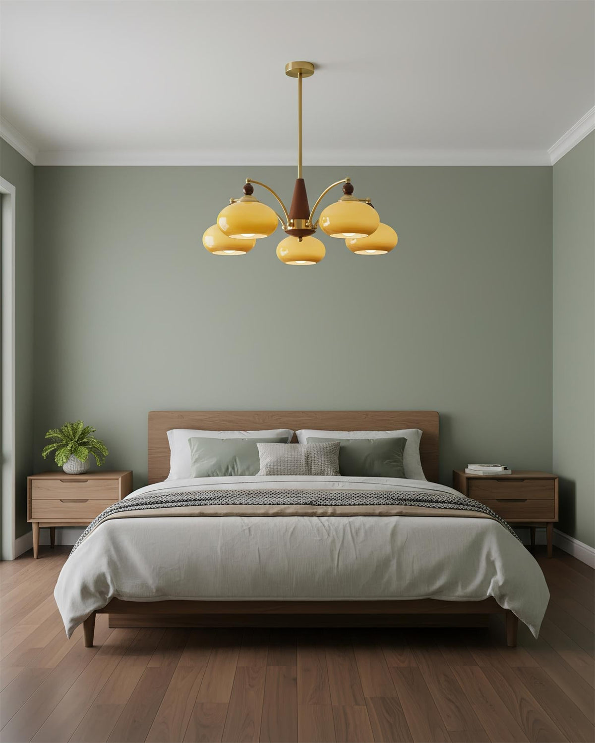 Multi-Arm Pendant Light Fixture Wood Brass Glass Shades Adjustable Height Dining Room Living Room Overhead Lighting 3 5 8 Bulb Vintage Indus