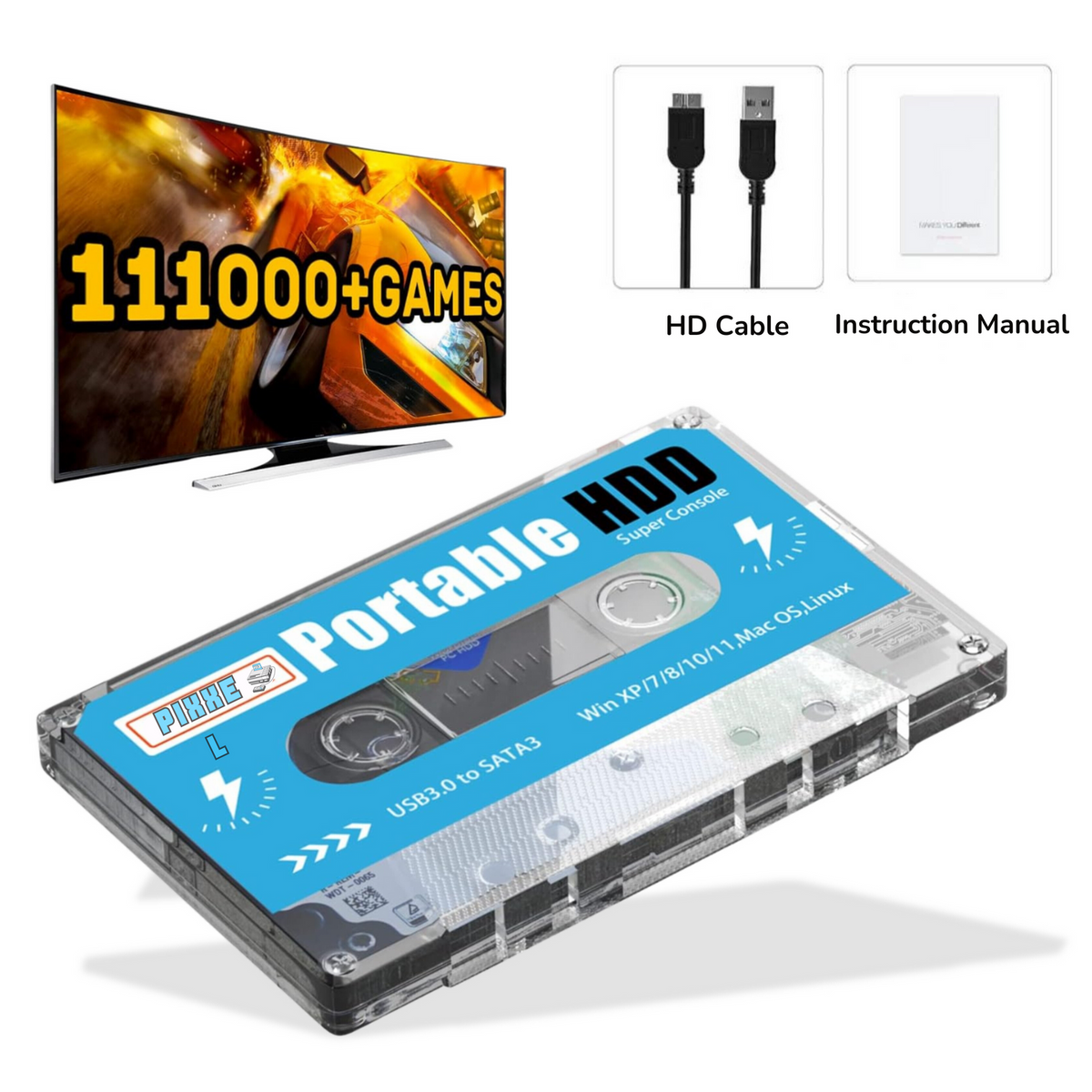 Retro Gaming Cassette | 110,000 Games with Plug and Play Convenience | Multi-Platform Emulator for Nostalgic Fun