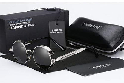 Retro Round Polarized Sunglasses with Steampunk Design | Stylish Eye Protection for Everyday Adventures