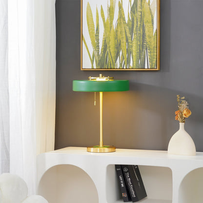 Bedside Reading Lamp with Metal Shade & Acrylic Diffuser for Desk Nightstand Lighting Office Bedroom Study Room Decor Pull Chain Switch Warm