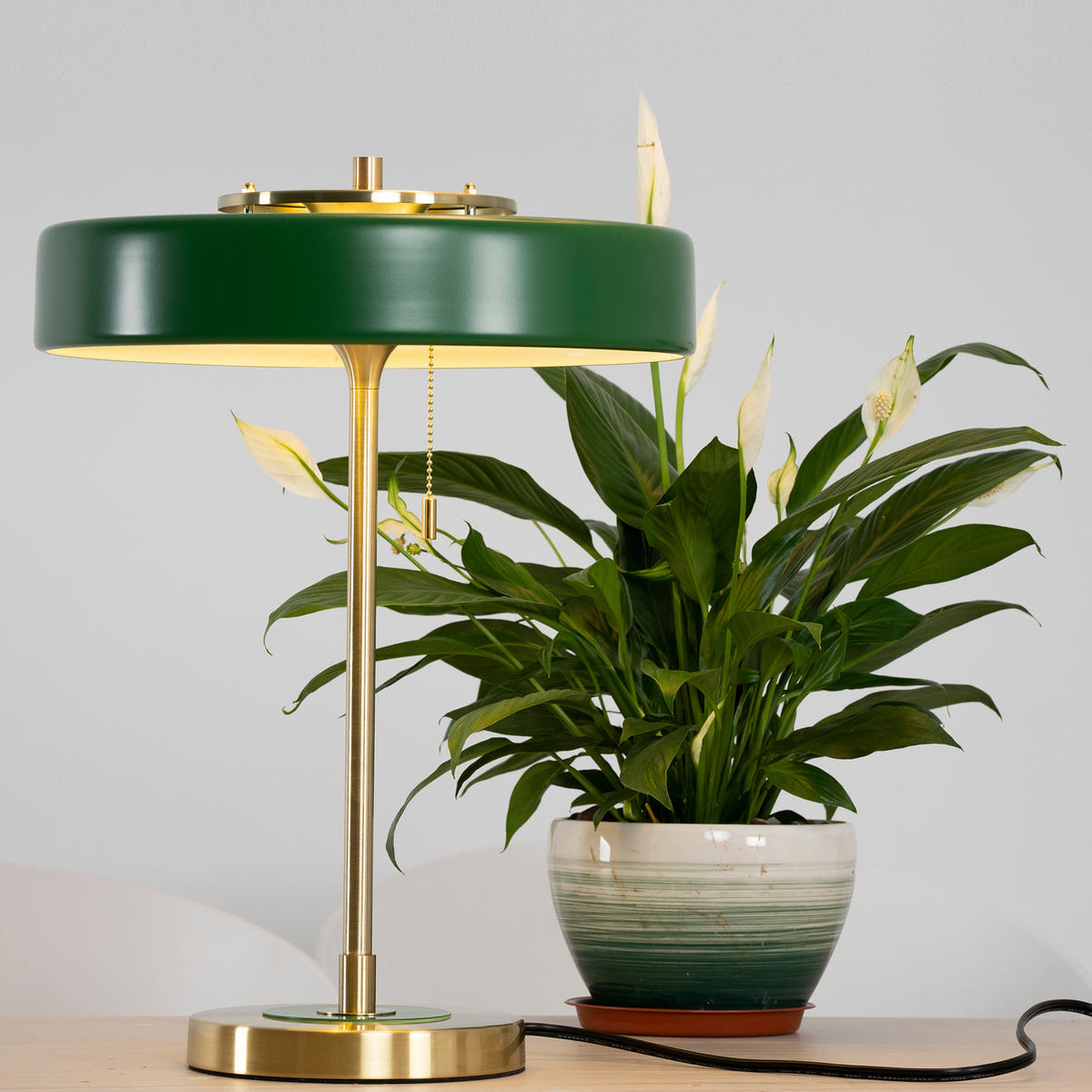 Bedside Reading Lamp with Metal Shade & Acrylic Diffuser for Desk Nightstand Lighting Office Bedroom Study Room Decor Pull Chain Switch Warm