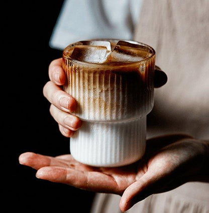 Ribbed Glass Set – Heat-Resistant Drinking Glasses – Stylish Glassware for Hot and Cold Beverages