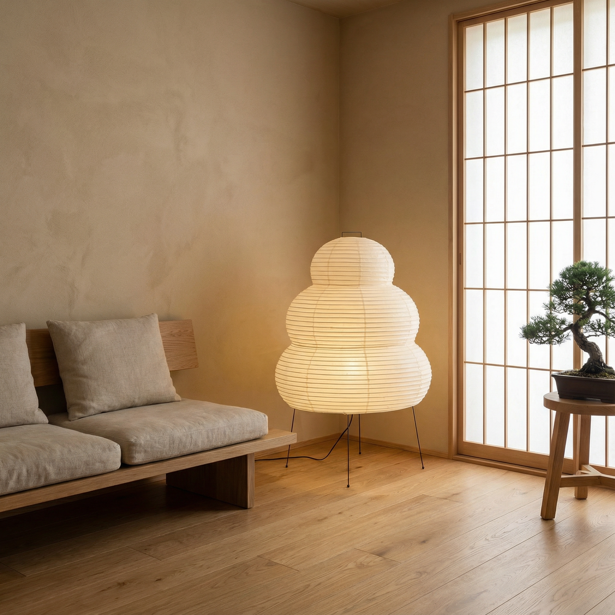 Tall White Paper Shade Standing Lamp with Warm Ambient Light for Bedroom Living Room Modern Minimalist Japandi Style Cloud-Inspired Diffused