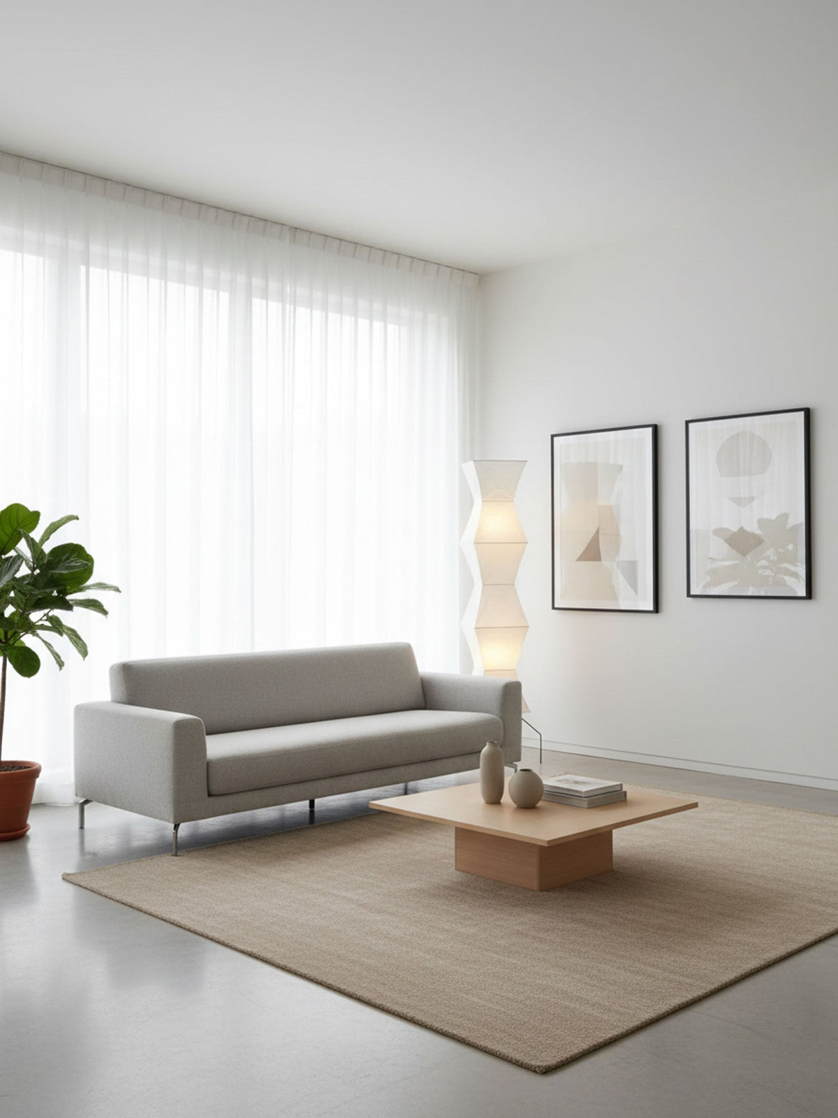 Japanese-Inspired Paper Floor Lamp White Mulberry Shade Tall Standing Light for Living Room Bedroom Reading Nook Sculptural Accent