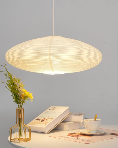 Handmade Rice Paper Sphere Pendant Lamp for Dining Room & Bedroom | Sculptural Ceiling Fixture with Adjustable Cord | E26 Edison Bulb Compat