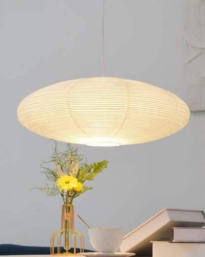 Handmade Rice Paper Sphere Pendant Lamp for Dining Room & Bedroom | Sculptural Ceiling Fixture with Adjustable Cord | E26 Edison Bulb Compat